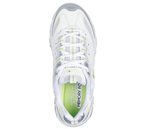Pantofi sport, dama, SKECHERS D'LITES CHROMATIC 150246-WSLM alb, piele ecologica si textil